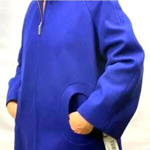 Braeton Royal Blue Front Zip Wool Blend Lined Classic Jacket w/ Pockets Sz L